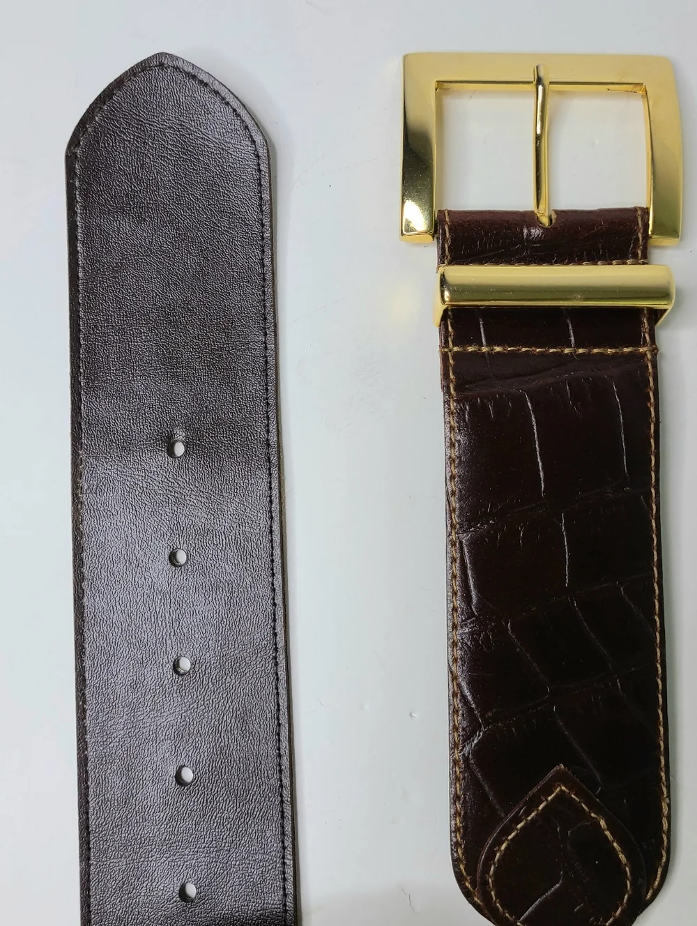 Express Compagnie Internationale Made In Italy Croc Print Vintage Leather Belt